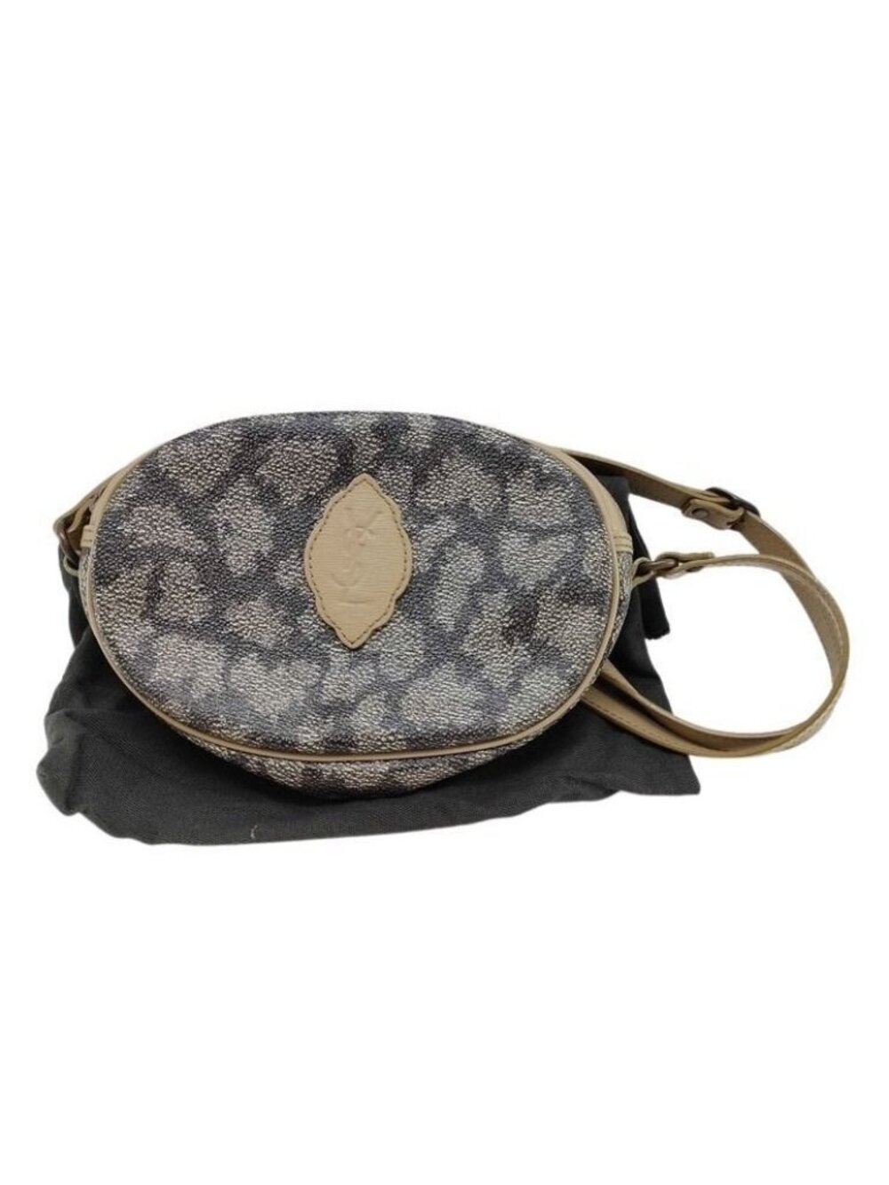 Saint Laurent Shoulder Bag Cassandra Logo Gray Beige Leather YSL